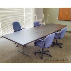 Espresso and Chrome 12' Meeting Conference Board Room Table